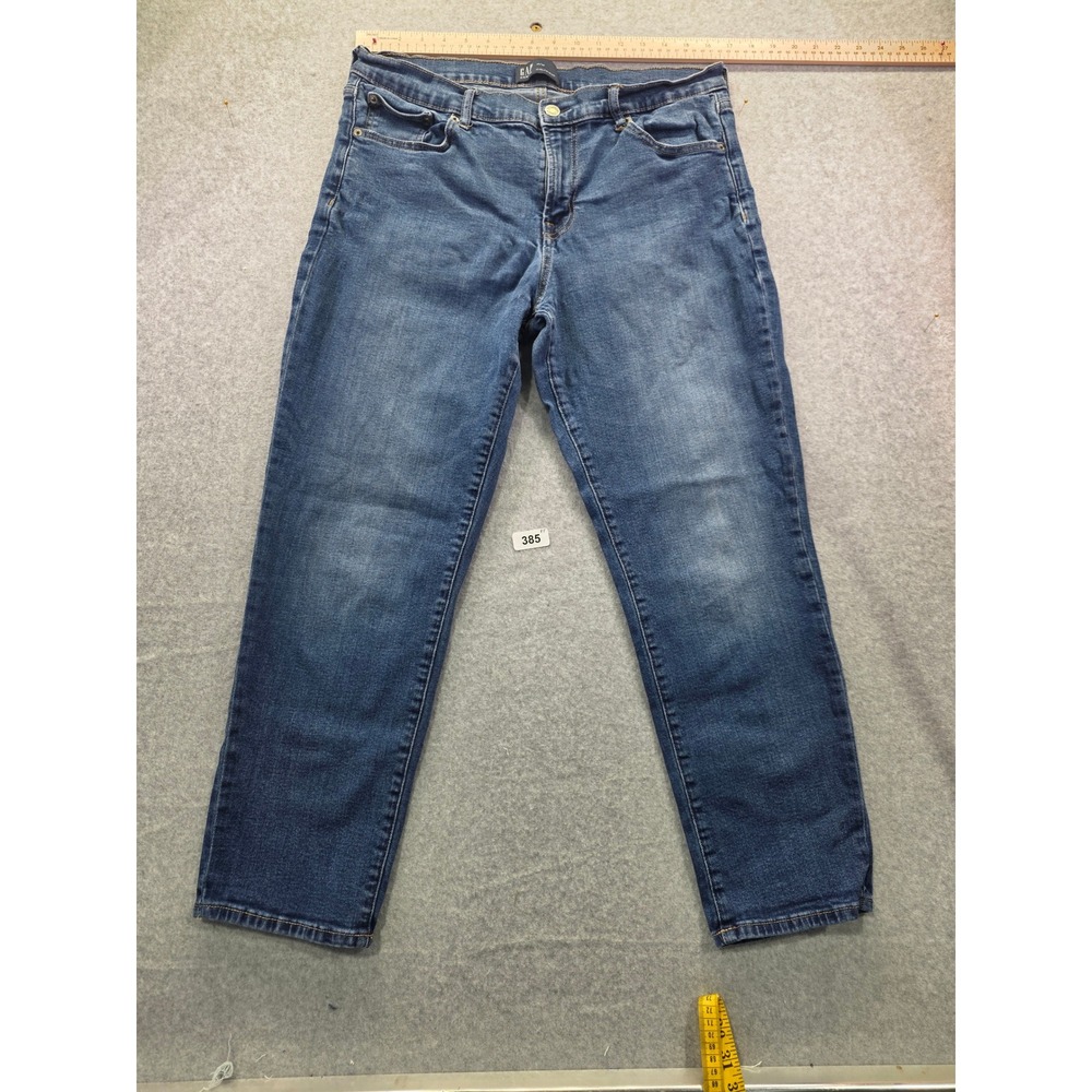 Gap Denim Girlfriend Jeans Medium Wash Blue‎ Womens Size 14/32 Mid Rise